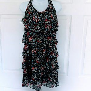 3 for $12 Xhilaration Ruffle Black Dress with flowers Size M